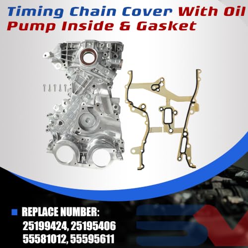 1.4L Head Gasket Set Timing Chain Kit &Timing Chain Cover w/Oil Pump Inside | Fit For 1.4LChevy Sonic/Cruze/Trax 2011-2020 Buick 1.4L Encore 2013-2017 OE#25199424 HS26540PT-1 - size: Head Gasket +Timing Chain Kit+Timing Chain Cover