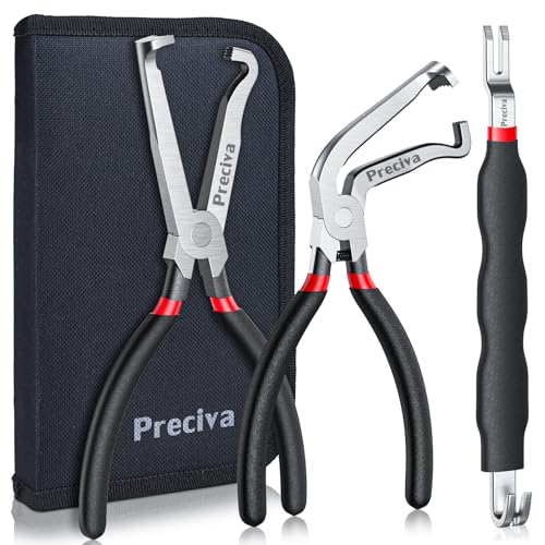 Preciva 3 PCS Electrical Disconnect Pliers, Electrical Connector Pliers for Cars, Automotive Electrical Plug Connectors, Automotive Wire Locking Push Tab - color: Black