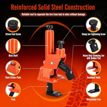KAKO Tire Bead Breaker Tool for 38"-42" Tires, Hub-Safe Manual Tire Bead Breaker with Rubber Pad, Heavy Duty Tire Temoval Tool for ATVs, UTVs, Tractors, Trucks, Cars Tire Changer