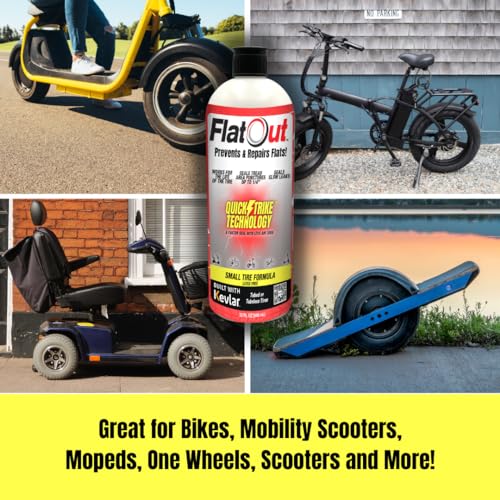 QuickStrike Tire Sealant - Small Tire/Bicycle Formula - NEW Formula - Prevents Flat Tires - Seals Leaks - Contains Kevlar - Tubeless Tire Sealant - 16 Ounce Bottle - size: 16 Fl Oz