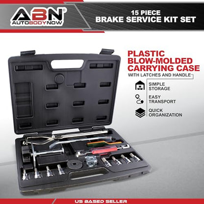 ABN 15-Piece Brake Kit with Brake Caliper Tool, Brake Drum Puller, Brake Adjusting Tool Set