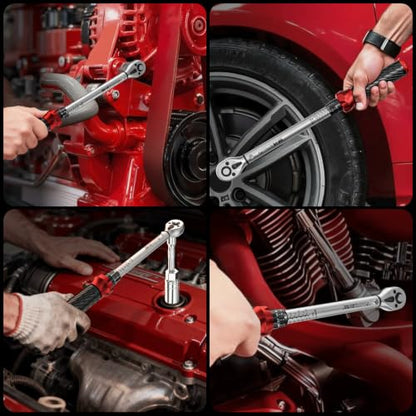 3/8" Click Torque Wrench Set, 5-45 Ft-lb with Spark Plug Socket | ±3% Accuracyn, Auto Repair, Quick Release, Audible Click, Reversible, Calibration Certificate Included, DIY, Dual Range - size: 16pcs spark plug torque wrench set