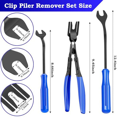 Aleric 7 Pieces Car Trim Removal Tool Kit with Plastic Pry Tool and Auto Fastener Clip Pilers, Car Trim Removal Tools for Body Upholstery Door Panel Detachment, Dashboard, Auto Fasteners Remover Tool