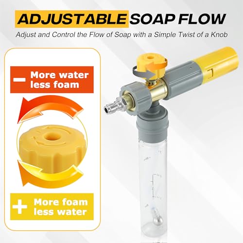 M MINGLE Magnetic Foam Cannon with Dual Connector, Undiluted Foam Blaster | Mini Foam Cannon for Pressure Washer with 5 Nozzle Tips, Magnetic Leakproof Bottle, Adjustable Foam Knob, 1/4" QC, 3600 PSI - size: 100 ML