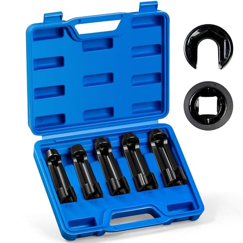 5pcs 12090 Line Socket Set, Fuel Injection Flare Nut Socket 17mm 19mm 21mm 22mm 24mm,Compatible with 12090 Fuel Line Socket Tool, for Audi, VW, BMW, Ford, Cummins Engines