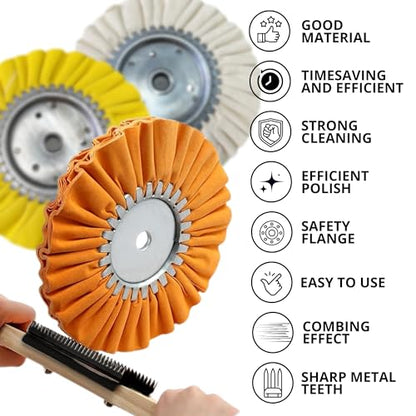 8 Inch Aluminum Polishing Kit – 6PCS Airway Buffing Wheel for Drill and Grinder Professional Rim Polishing and Metal Kit for Polished Aluminum Wheels Restoration and Shine