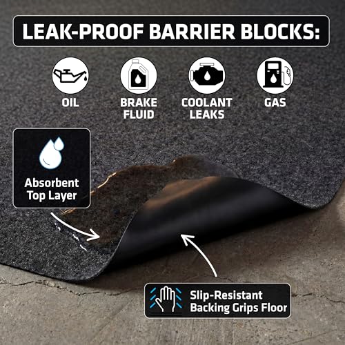 Armor All Garage Floor Mat (17' x 7'4"), Waterproof Garage Flooring, Absorbent, Premium Oil Spill Resistant Garage Pad, Durable, Protects Surfaces (Includes Double Sided Tape) (USA Made) - size: 17' x 7'4" (Rectangular)