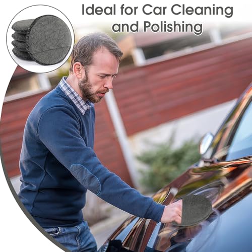 10 Pack Wax Applicator Pads Microfiber with Finger Pocket for Car Wax | 10-pack microfiber foam pads with finger pocket, Scratch-free waxing for cars & household, Machine washable & reusable - color: Gray