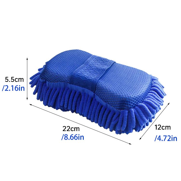 Scratch Free Chenille Microfiber Wash Mitt Car Wash Sponge for SUVs Boats - color: 2 Pack Blue