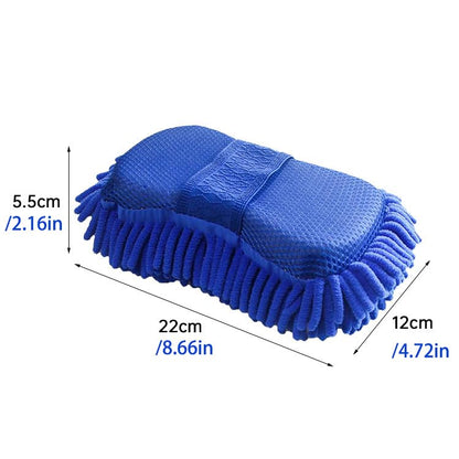 Scratch Free Chenille Microfiber Wash Mitt Car Wash Sponge for SUVs Boats - color: 2 Pack Blue