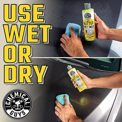 Chemical Guys, Butter Wet Wax, Deep Wet Shine Liquid Car Wax, Banana, 16 oz | Spreadable liquid wax adds a deep wet gloss on any paint color, wipes on and off easily, sweet banana scent