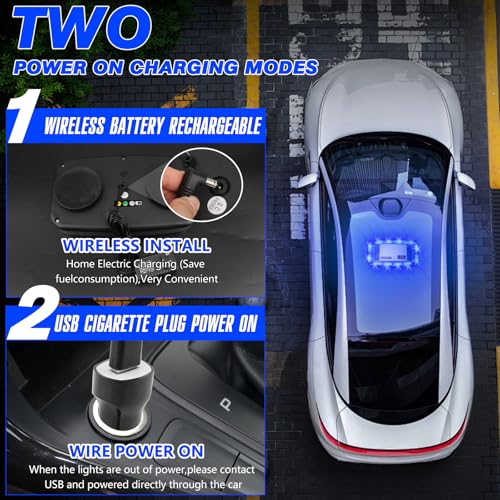 Rechargeable Blue Emergency Roof Top Strobe Light Wireless Battery, 48LED 17 Flashing Modes,High Low Brightness,Hazard Traffic Lights w/Magnetic Base, Remote Control for Construction Vehicles - color: Blue