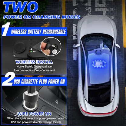 Rechargeable Blue Emergency Roof Top Strobe Light Wireless Battery, 48LED 17 Flashing Modes,High Low Brightness,Hazard Traffic Lights w/Magnetic Base, Remote Control for Construction Vehicles - color: Blue