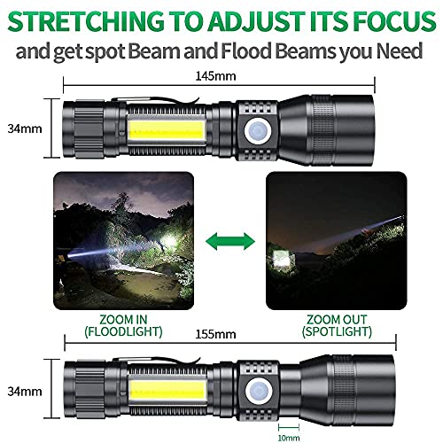 UV Flashlight Black Light, 3-in-1 Magnetic Flashlight Rechargeable, High Lumen Tactical LED Flashlight, 7 Modes Waterproof UV Light for Camping Emergencies Pet Urine Detection - color: 1pack flashlight