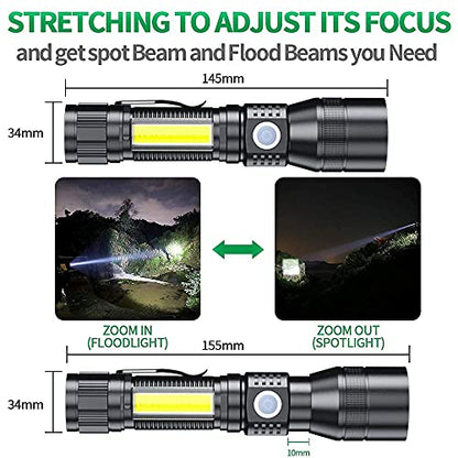 UV Flashlight Black Light, 3-in-1 Magnetic Flashlight Rechargeable, High Lumen Tactical LED Flashlight, 7 Modes Waterproof UV Light for Camping Emergencies Pet Urine Detection - color: 1pack flashlight