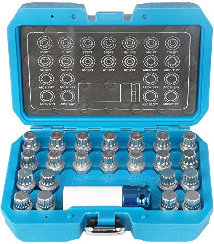 23pcs Wheel Lock Lug Nut Remover Kit Automotive Wheel Anti-Theft Screw Removal Key Socket Set with Adapter for VW