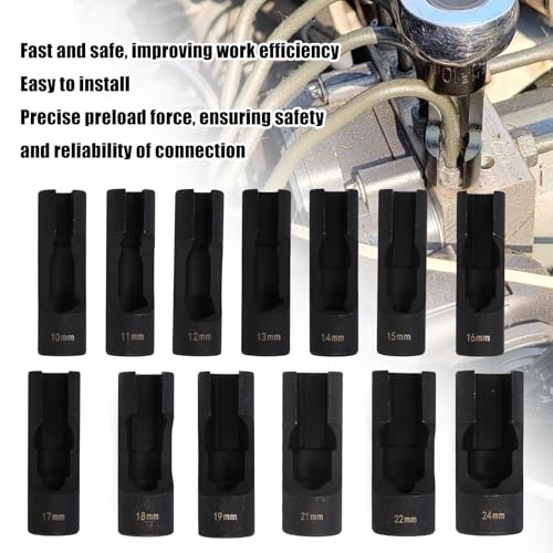 RULLINE 13pcs Upgraded Steel Flare Nut Socket Set for Automotive and Mechanical Applications 1/2" square drive - size: 13pcs