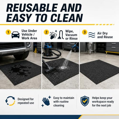 31" x 36" Garage Floor Mat, Oil Spill Mat for Under Car Motorcycle, Reusable Absorbent Leakproof Maintenance Mat, Protect Garage Driveway Floor from Oil Spills, Stains Splashes