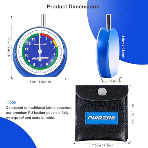 Tire Tread Depth Gauge 32nds, Luminescent Dial Tire Depth Gauge with Storage Bag,Professional Thread Depth Gauges for Cars, Trucks, Motorcycles