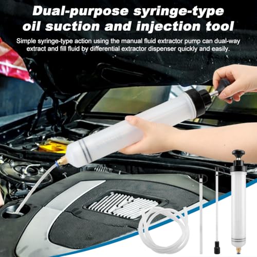 500 CC Automotive Fluid Extractor Pump, Manual Brake Fluid Extractor with 3 Extension Hoses, Oil Suction Syringe Transfer Pump for Gear Oil, Coolant, Power Steering, Fuel(Clear)