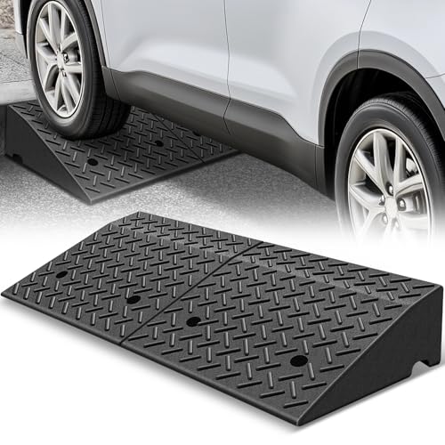 Auto Dynasty Rubber Curb Ramps, 7" Lift Height Curbside Ramp, 4400 LBS/2T Capacity Sidewalk Curb Ramp for Cars Trucks Bikes Motorcycles Wheelchairs, 1 Pack - size: 7" Rise