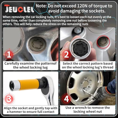 L Wheel Locking Nut Key Compatible with Audi Series, (Socket OD 27mm - ID 25mm), Wheel Lock Nut Socket Adapter, Wheel Anti-Theft Lug Nut Removal Tool, Anti-Theft Screw Remover - size: Socket L