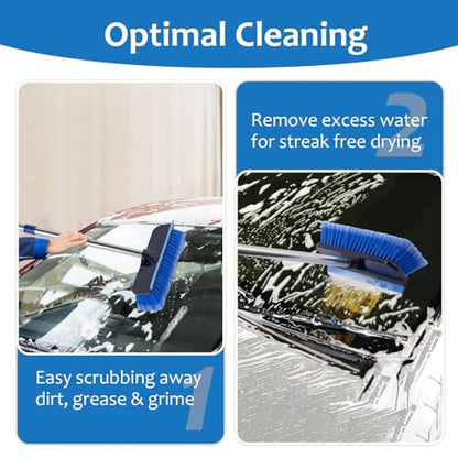 60" Car Wash Brush with Long Handle, Soft Bristle Car Washing Brush Cleaning Brushes for Washing Exterior of RV, Truck, Boat, Solar Panel