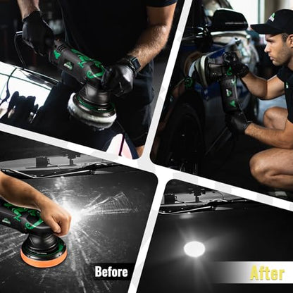 BATOCA 2026 New Dual Action Polisher, 15mm Random Orbital Car Buffer, 6 Variable Speeds (2500-5500RPM) 1100W DA Polisher with 5 inches Foam/Wool Pads, Polishing Bonnet for Polishing