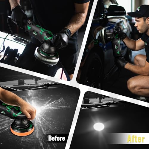 BATOCA 6 Dual Action Random Orbital Car Polisher, 700W Automotive Paint Buffer Kit, 6 Variable Speeds DA Buffer for Car Detailing, with Foam Pads for Waxing,Buffing,Sanding,Polishing