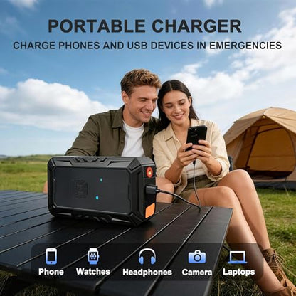 Car Battery Jump Starter with Air Compressor, Portable Jump Pack Fit for 1.5L-9L Gas & Diesel Vehicles (All 12V Batteries Car), Fast Tire Inflation Car Battery Booster Ideal for Men