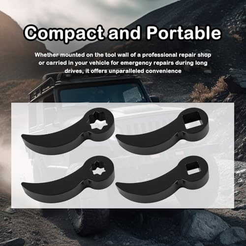 IHOTDER 4PCS Bull Horn Pry Bar Wrench Adapter Set,Adjustable Multi Angle Wrench Adapter with 1/2" Drive & 3/8" Drive,4-Point & 8-Point Ratchet Pry Bar Attachment as CV Axle Removal Tool