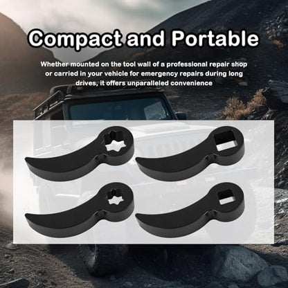 IHOTDER 4PCS Bull Horn Pry Bar Wrench Adapter Set,Adjustable Multi Angle Wrench Adapter with 1/2" Drive & 3/8" Drive,4-Point & 8-Point Ratchet Pry Bar Attachment as CV Axle Removal Tool