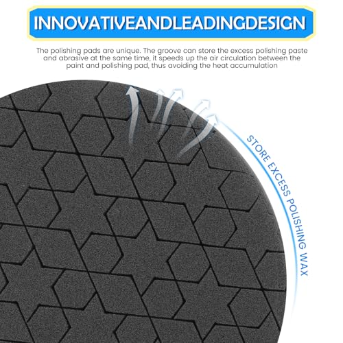 IPELY 6 Pcs 5 Inch Buffing Pads, Polishing Pads 5.5 Inch 140 mm Face for 5 Inch 125mm Base Plate Compounds, Buffer Pads for Polishing and Waxing - size: 5 Inch