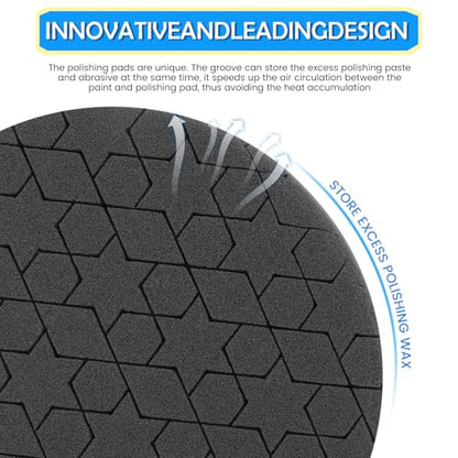 IPELY 6 Pcs 5 Inch Buffing Pads, Polishing Pads 5.5 Inch 140 mm Face for 5 Inch 125mm Base Plate Compounds, Buffer Pads for Polishing and Waxing - size: 5 Inch