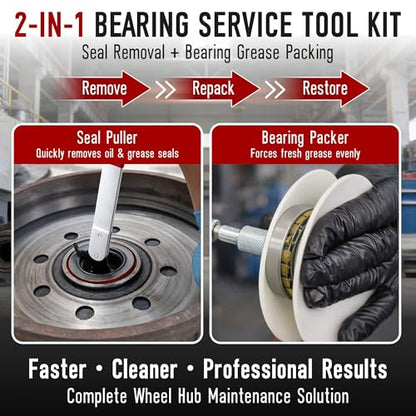 Seal Puller Tool & Bearing Packer Kit, Heavy Duty Wheel Bearing Grease Packer and Universal Gasket Remover Tool Set for Wheel Hub Lubricant Filling and Gasket Removal Automotive Repair(Classic) - style: Classic