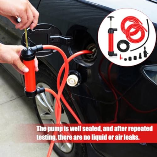 Manual Siphon Pump Kit for Oil Transfer - Hand Operated Fluid Extractor with Hose - Car Diesel Maintenance Tool 5ft Tube
