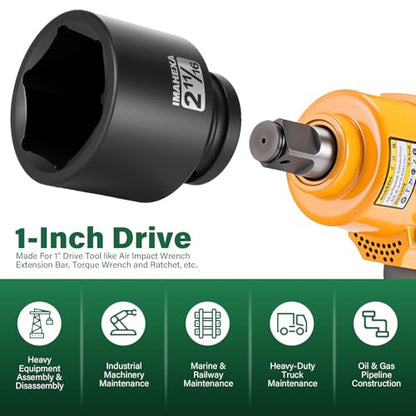 1" Drive Shallow Impact Socket,2-11/16 Inch SAE Jumbo Socket,CR-MO 6 Point for Easy Removal of Large Axle Nut（SAE) - size: 1 Inch Shallow 2-11/16", style: 1"Drive Shallow Impact Socket