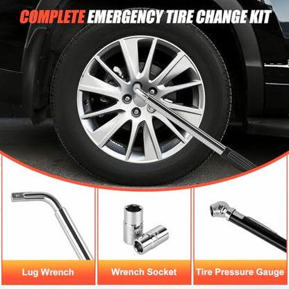 2 Ton Scissor Jack, Upgrade 4409 Lbs Car Jack Kit with 2 Rubber Pads, 10PCS Small Portable Car Jack Emergency Kit with Ratchet Wrench, Tire Repair Changing Kit for Vehicles SUV Sedan MPV UTV