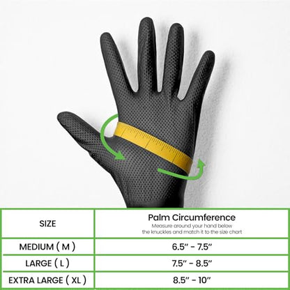 10 Mil Heavy Duty Nitrile Gloves, Diamond Grip, Latex-Free, Chemical Resistant for Mechanics & Auto Repair - size: Large