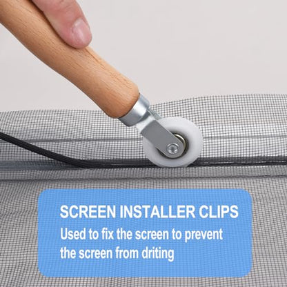 BAYTORY Window Screen Repair Kit, Nylon Roller Tool with Bearing | Spline Removal Hook and 32ft Retainer Spline Replacement for Installing Door Mesh Screens