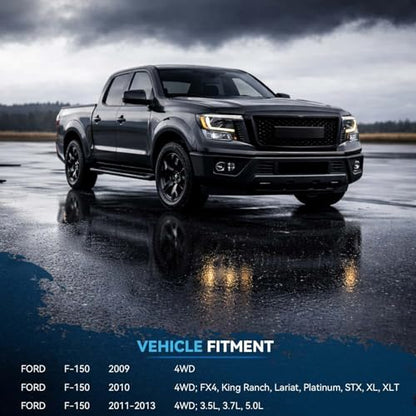 Detroit Axle - 4WD Pair Front Struts for 2009-2013 Ford F-150 Complete 2 | Struts w/Coil Spring Assembly 2010 2011 2012 Replacement Left Right Quick Install Ready Strut Shock - size: 171141-DA x2/PAIR
