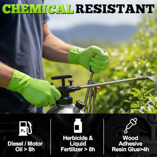 TitanFlex Heavy Duty Industrial Nitrile Gloves with Raised Diamond Texture, 8-mil, Latex Free (Green/Dark Green/Yellow) - color: 02 Green (100ct), size: XX-Large