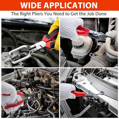 6PCS Fuel Line Pliers Set, Hose Clamp Pliers, Long Fuel Filter Caliper Hose Remover, 30° Disconnecting Plier & Flat Hose Clamp Plier for Water Hose and Automotive Maintenance with Storage Case