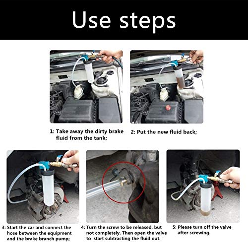DEDC Universal Auto Brake Fluid Extractor, Power Steering Oil Change Replacement Tool, Brake and Clutch Fluid Drained Bleeder Tool Equipment Kit for Car Motorcycle