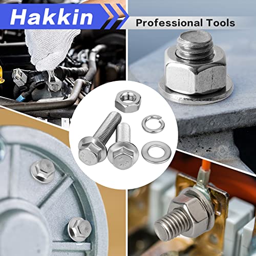 Hakkin 232Pcs Flange Bolts and Nuts Kit M6 M8 M10 Metric Flange Bolt Assortment, 304 Stainless Steel Metric Hex Bolts, M6-1.0 M8-1.25 M10-1.5 Flange Screw Set Nuts and Bolts Assortment Kit - size: 232PCS M6 M8 M10 Flanged Bolts Silver