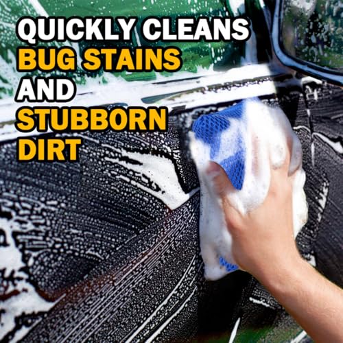 AIDEA Car Wash Sponge 6PK, Microfiber Large Bug and Tar Remover for Cars | Non Scratch Reusable Mesh Car Wash Sponges, Blue, 5.71*3.54*1.89 inch