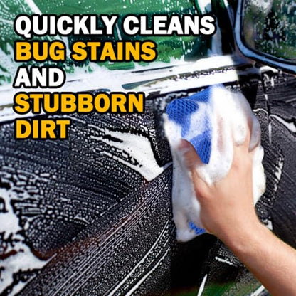 AIDEA Car Wash Sponge 6PK, Microfiber Large Bug and Tar Remover for Cars | Non Scratch Reusable Mesh Car Wash Sponges, Blue, 5.71*3.54*1.89 inch