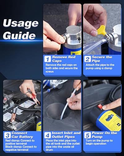 12V 100W Engine Oil Extractor Pump - Electric Fluid Transfer Pump for Engine Oil, Gear Oil Change - Auto Oil Extracting Pump for Car, Mower- Portable Oil Pump for DIY Maintenance