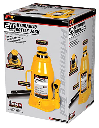 Performance Tool W1633 20 Ton (40,000 lbs.) Heavy Duty Hydraulic Bottle Jack - size: 20-Ton