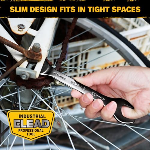 ELEAD 10-Piece Super-Thin Open End Wrench Set, Metric 5.5-27mm, CR-V Nickel Plated, 3 mm Thickness for Tight Spaces, 5.5, 7, 8, 9, 10, 11, 12, 13, 14, 15, 16, 17, 18, 19, 20, 21, 22, 23, 24, 27mm - color: 10-piece Super-thin Metric Black